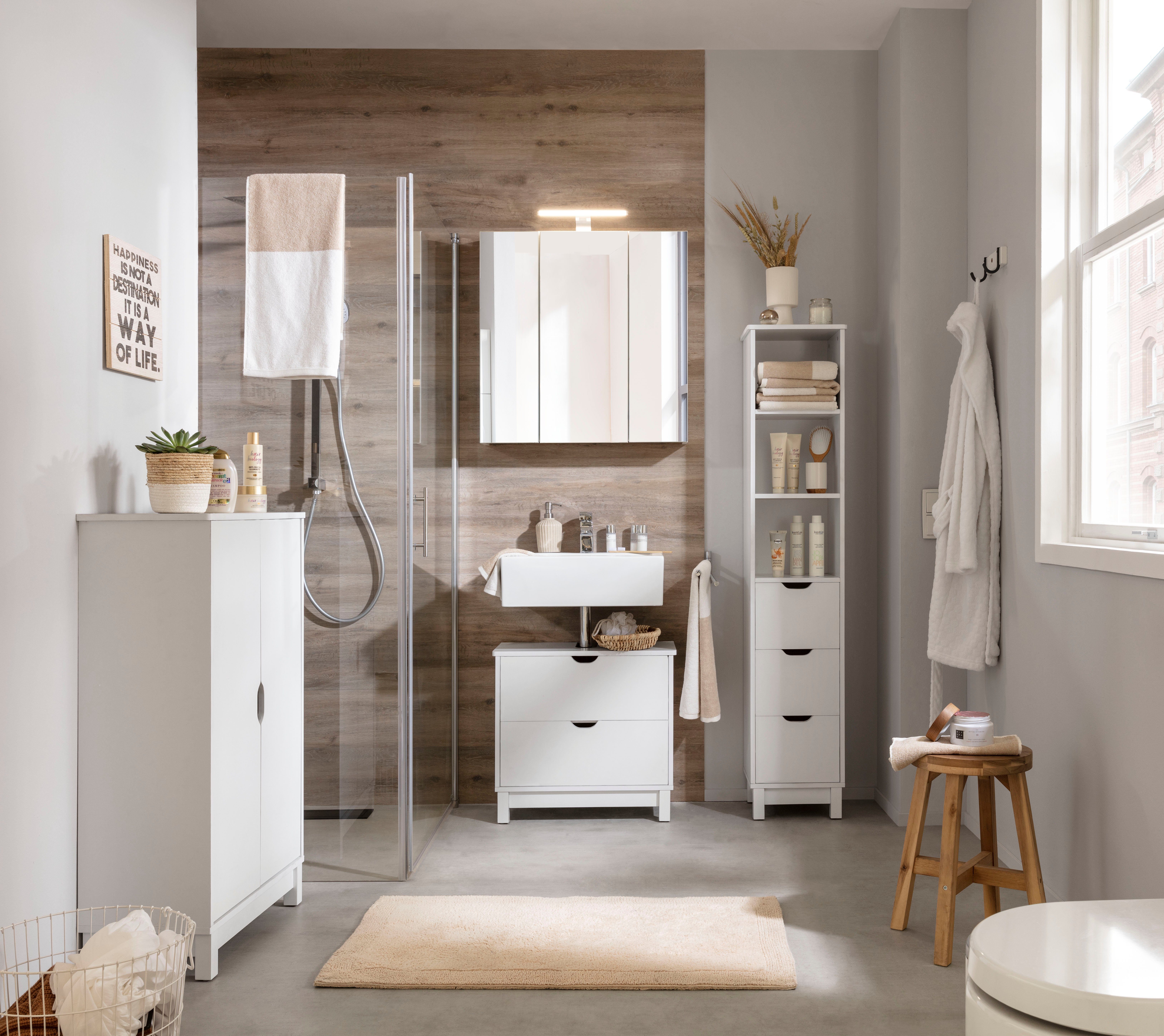 Schildmeyer Spiegelschrank Roma Breite 70 cm, 3-türig, LED-Beleuchtung, Schalter-/Steckdosenbox