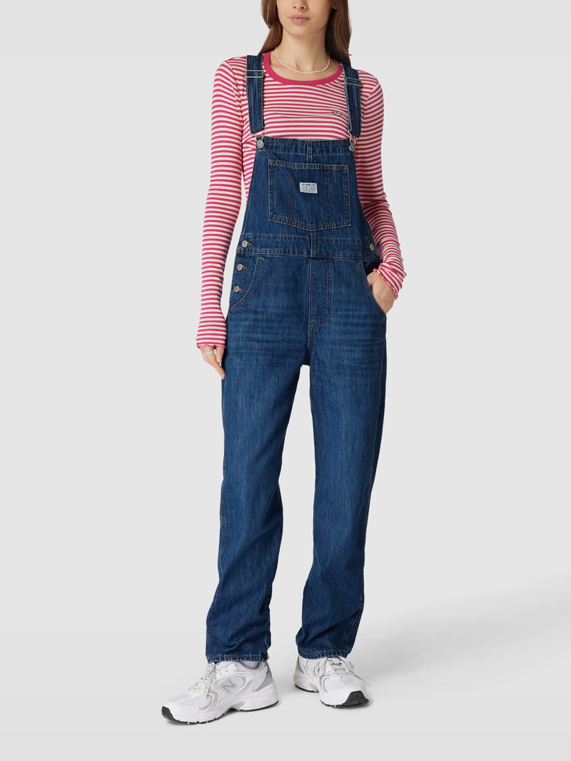Latzhose mit Label-Patch Modell 'VINTAGE' in jeans