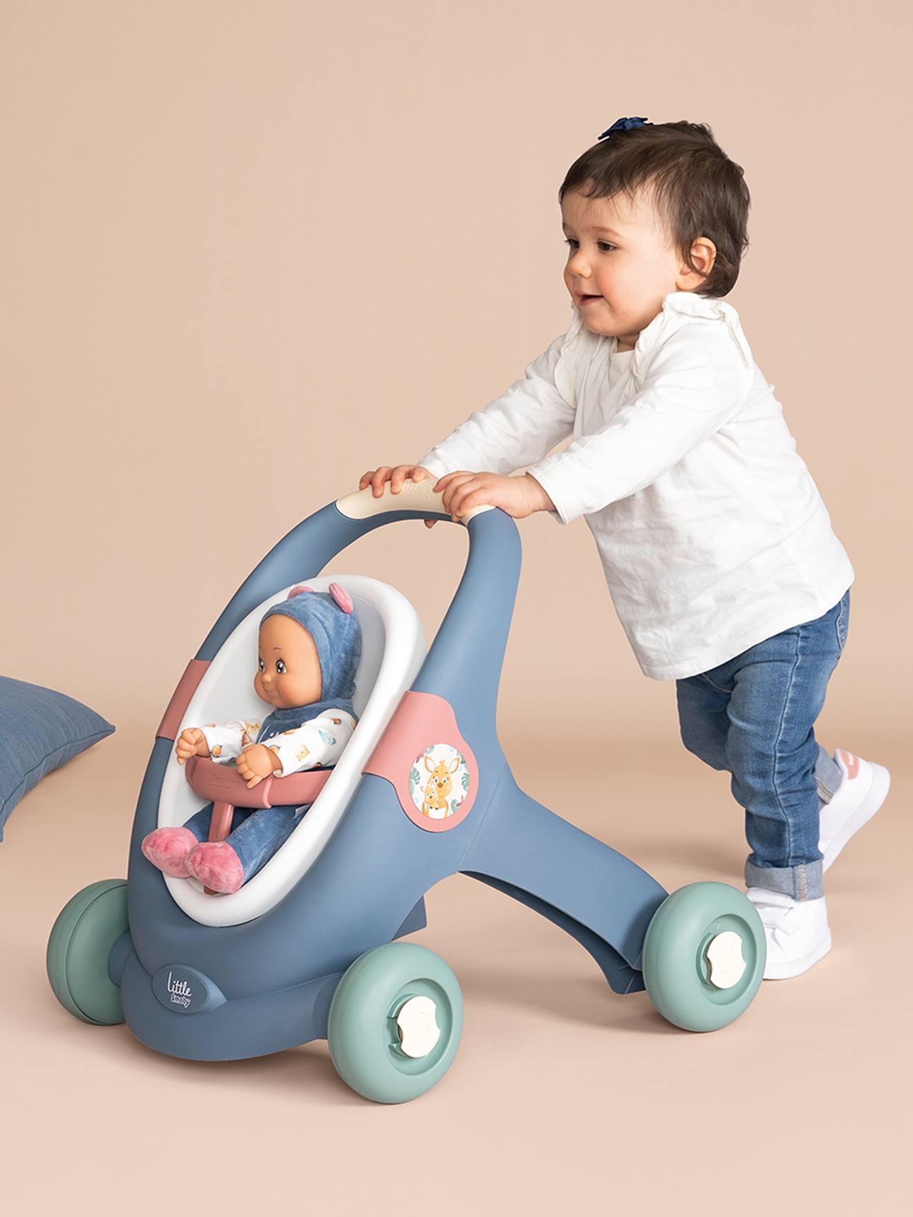 Smoby 3-in-1 Baby Lauflernhilfe/Puppenkinderwagen mit Puppe SMOBY - mehrfarbig