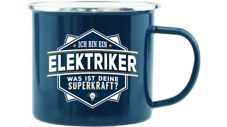 H&H Echter Kerl Emaille-Becher Elektriker