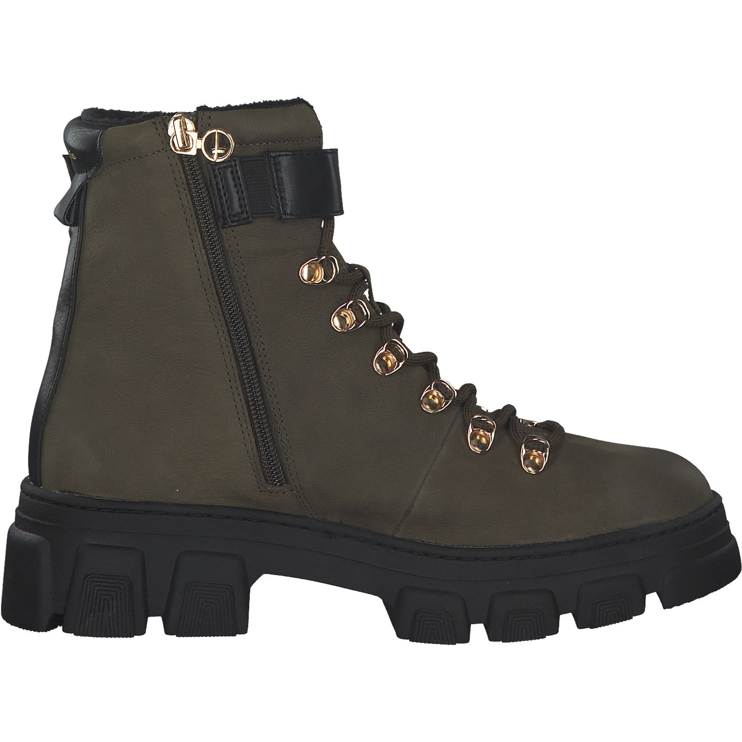 Tamaris 25213, Schnürstiefeletten, Damen, Olive/Black