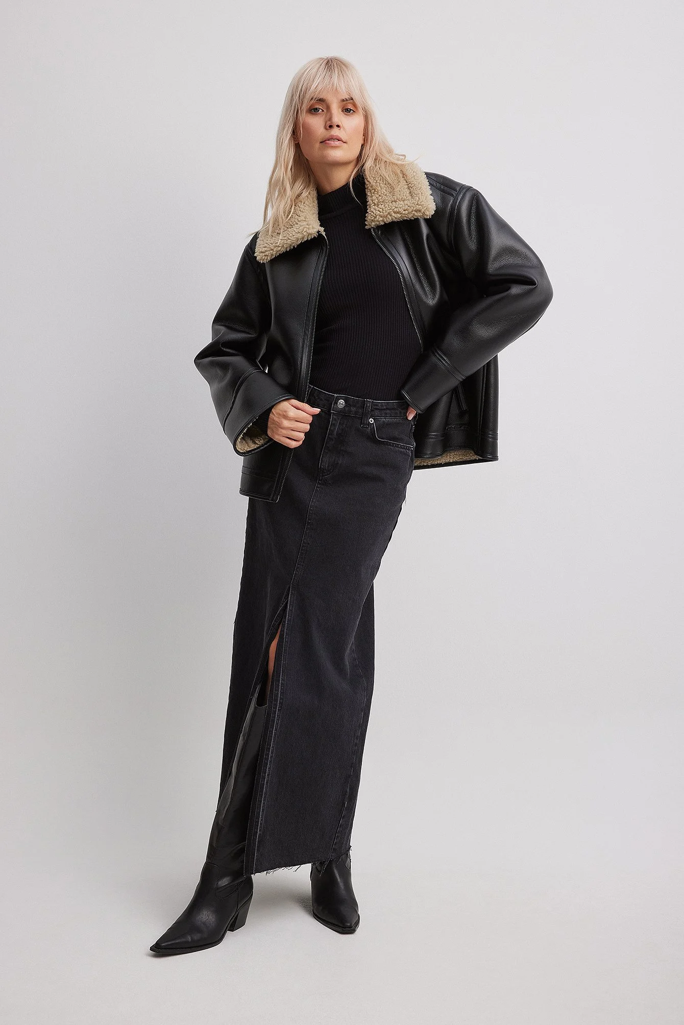 Oversize Bonded Teddy-Detail-Jacke
