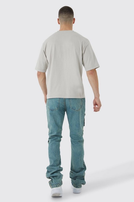 Tall Slim-Fit Cargo-Schlagjeans mit Reißverschluss