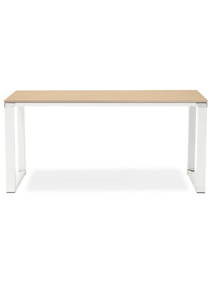 KADIMA DESIGN Schreibtisch 160x80 cm geräumig elegant, Melaminholz & Metall in Beige-Weiß günstig kaufen