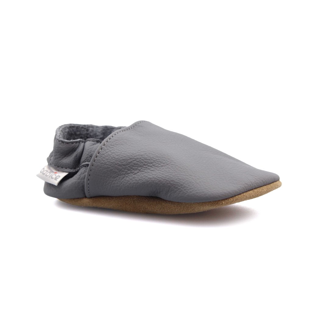 baBice Plain Dark Grey dunkelgraue Krabbelschuhe