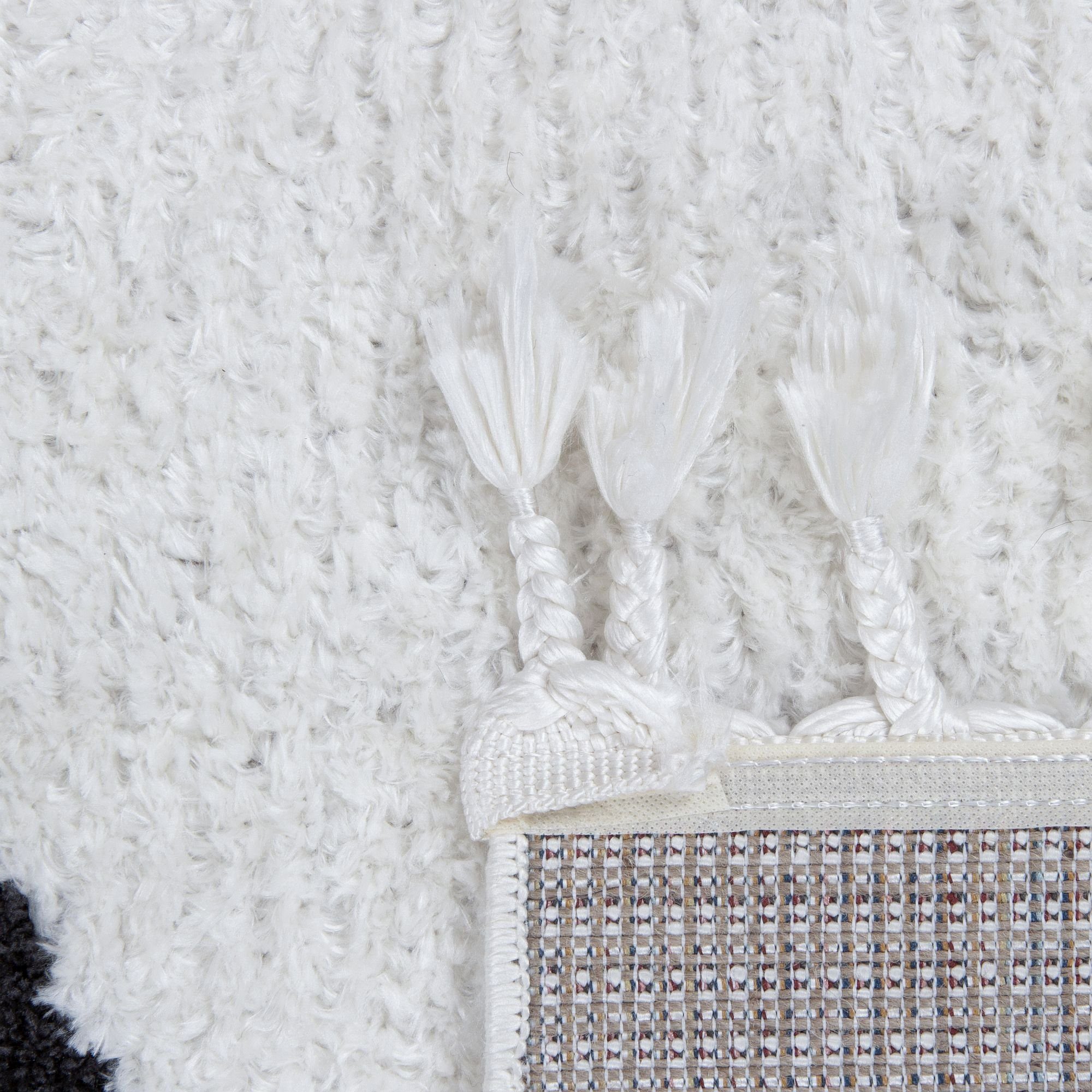 Designteppich BERBER Teppich Wohnzimmer ivory creme weiß kurzflor Fransen Skandi, Consilio Concept