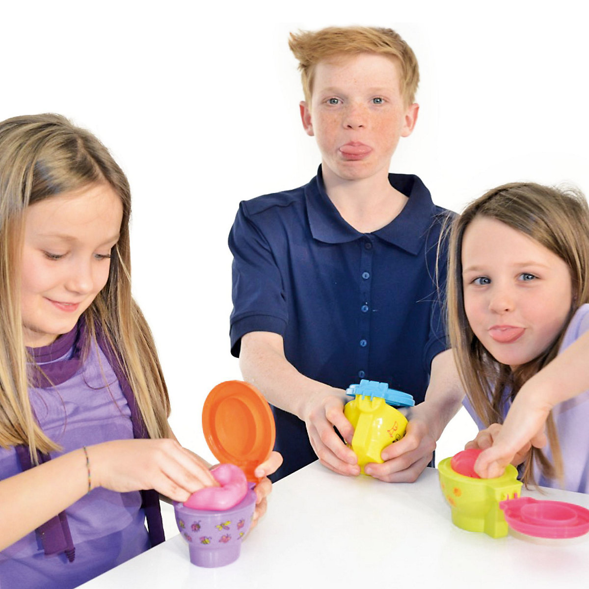 SLIMY Toilet Bowl 3er Set - 3 x 60g Original Mega Slimy Slime Spielmasse mit Ooops Toilette für freche Pupsi Furz Geräusche