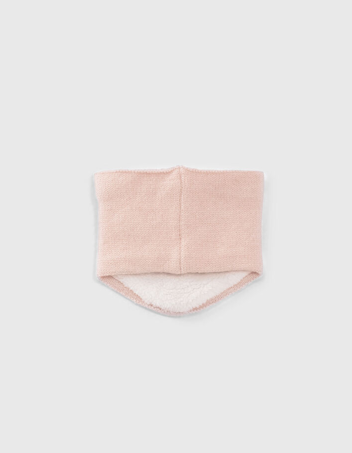 Snood rose poudré tricot lurex fourré bébé fille