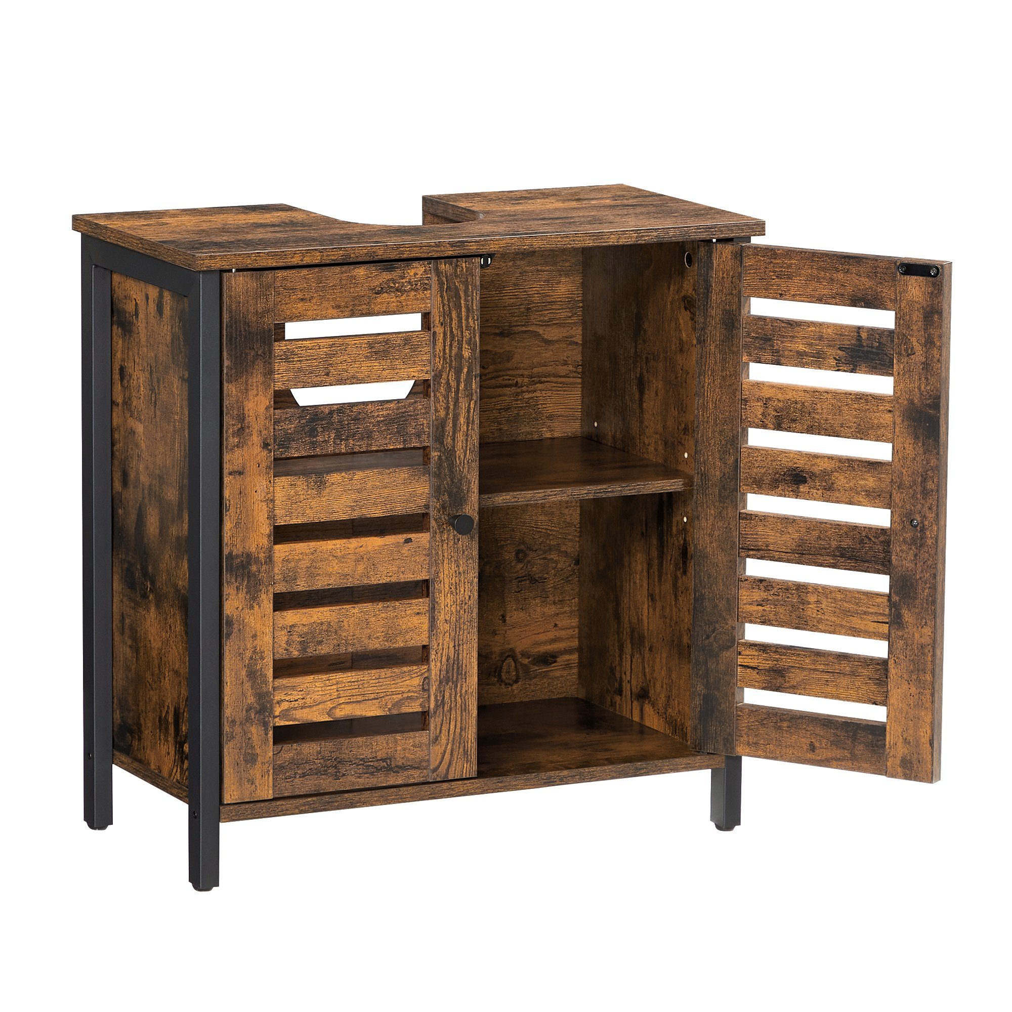 VASAGLE Waschbeckenunterschrank verstellbarer Einlegeboden, 60 x 30 x 60 cm