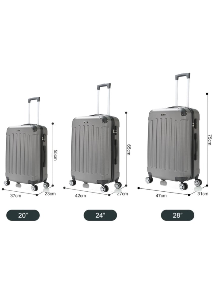 COFI 1453 Reisekoffer Koffer 3 tlg Hartschale Trolley Set in Grau günstig kaufen onesize