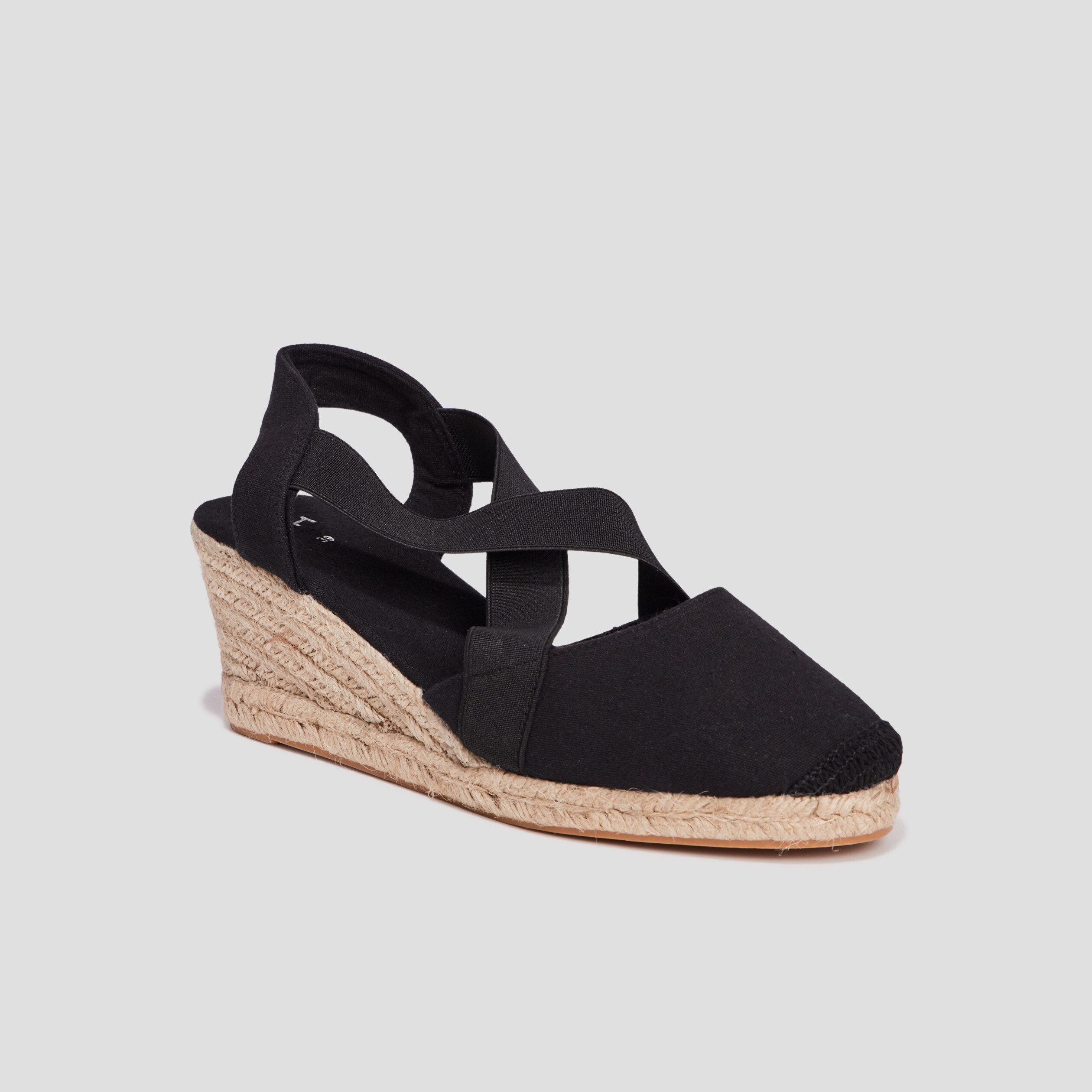 Sandales espadrilles compensées noir femme | La Halle