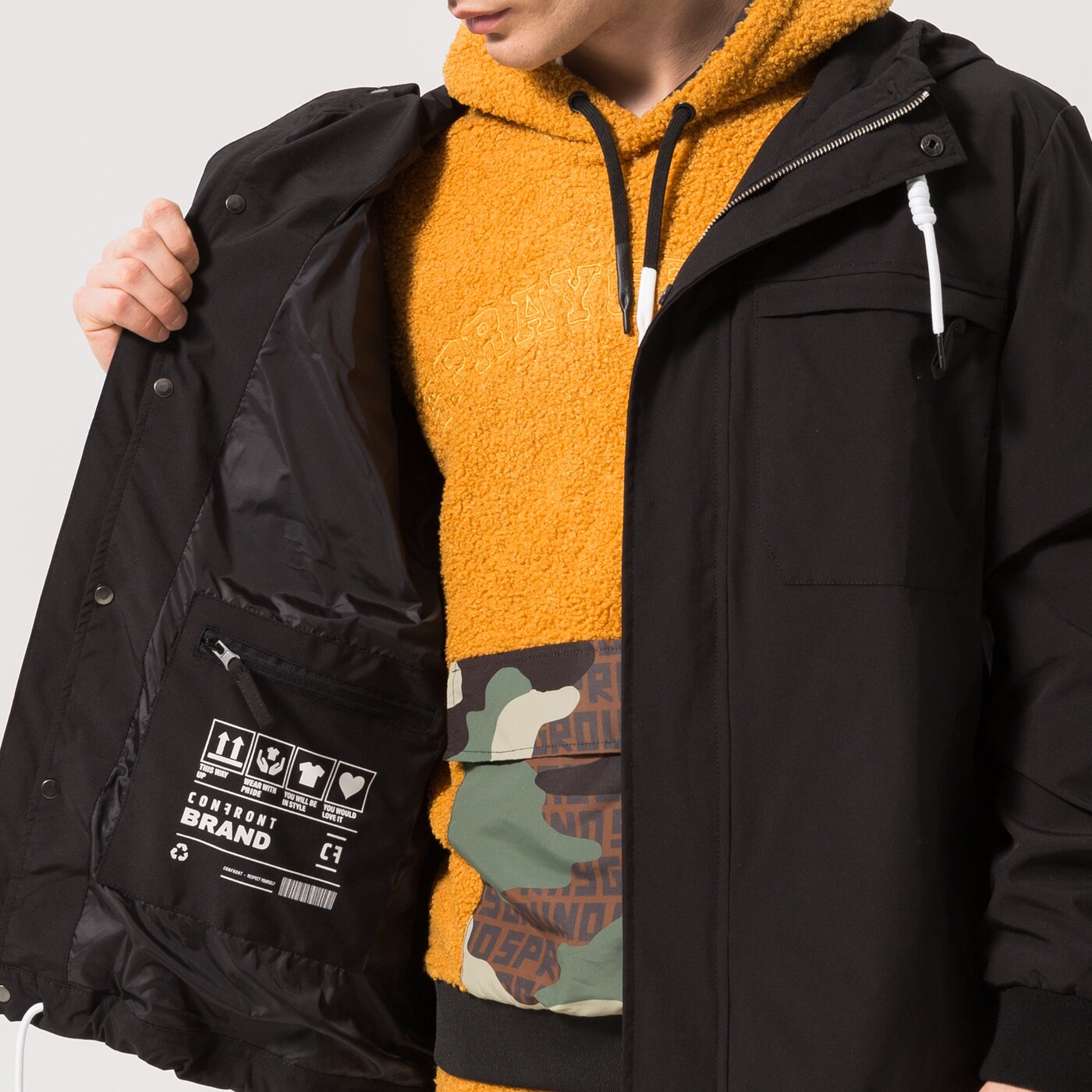 CONFRONT JACKE HOODED BLACK Schwarz