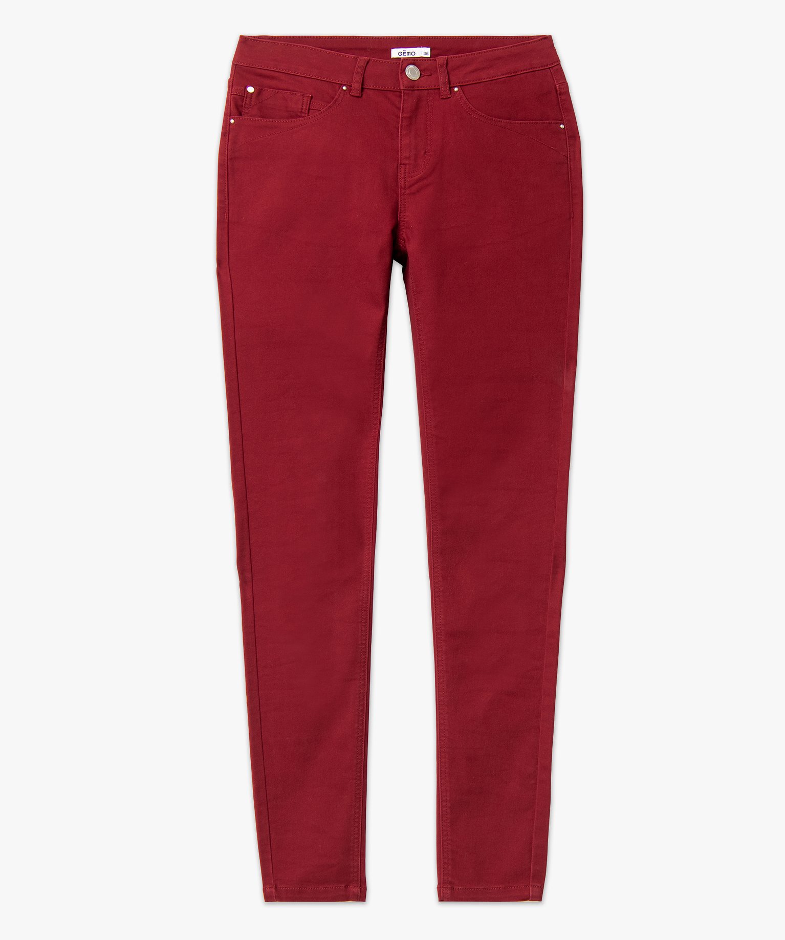 Pantalon femme coupe Slim taille normale rouge | GEMO