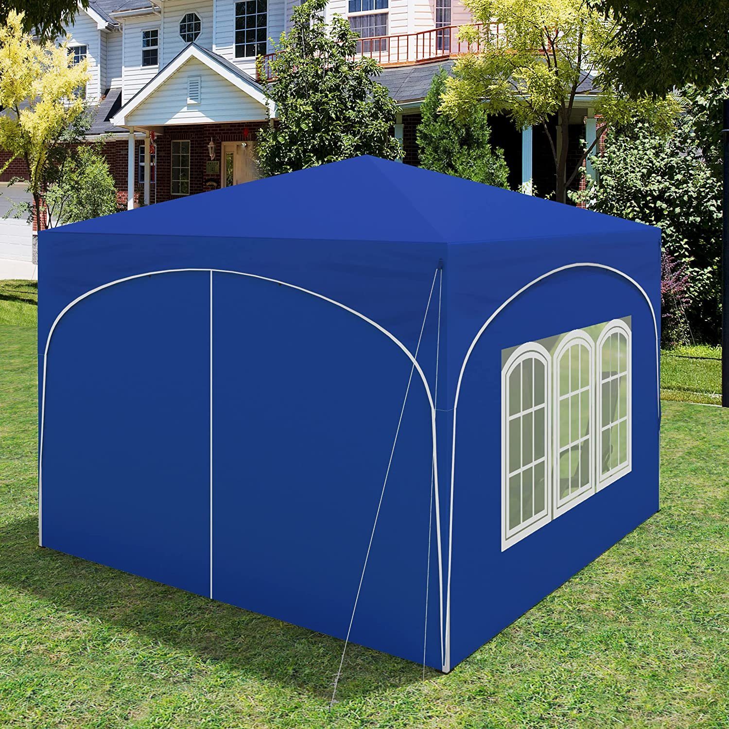 Woltu Faltpavillon, mit 4 Seitenteilen, 3x3 m, mit 4 Seitenwänden, höhenverstellbar