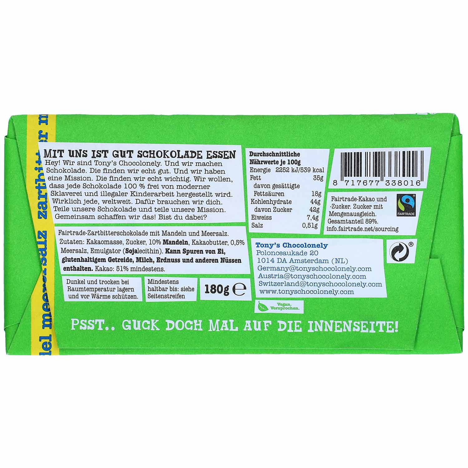 Tony's Chocolonely Zartbitter Mandel Meersalz 180g