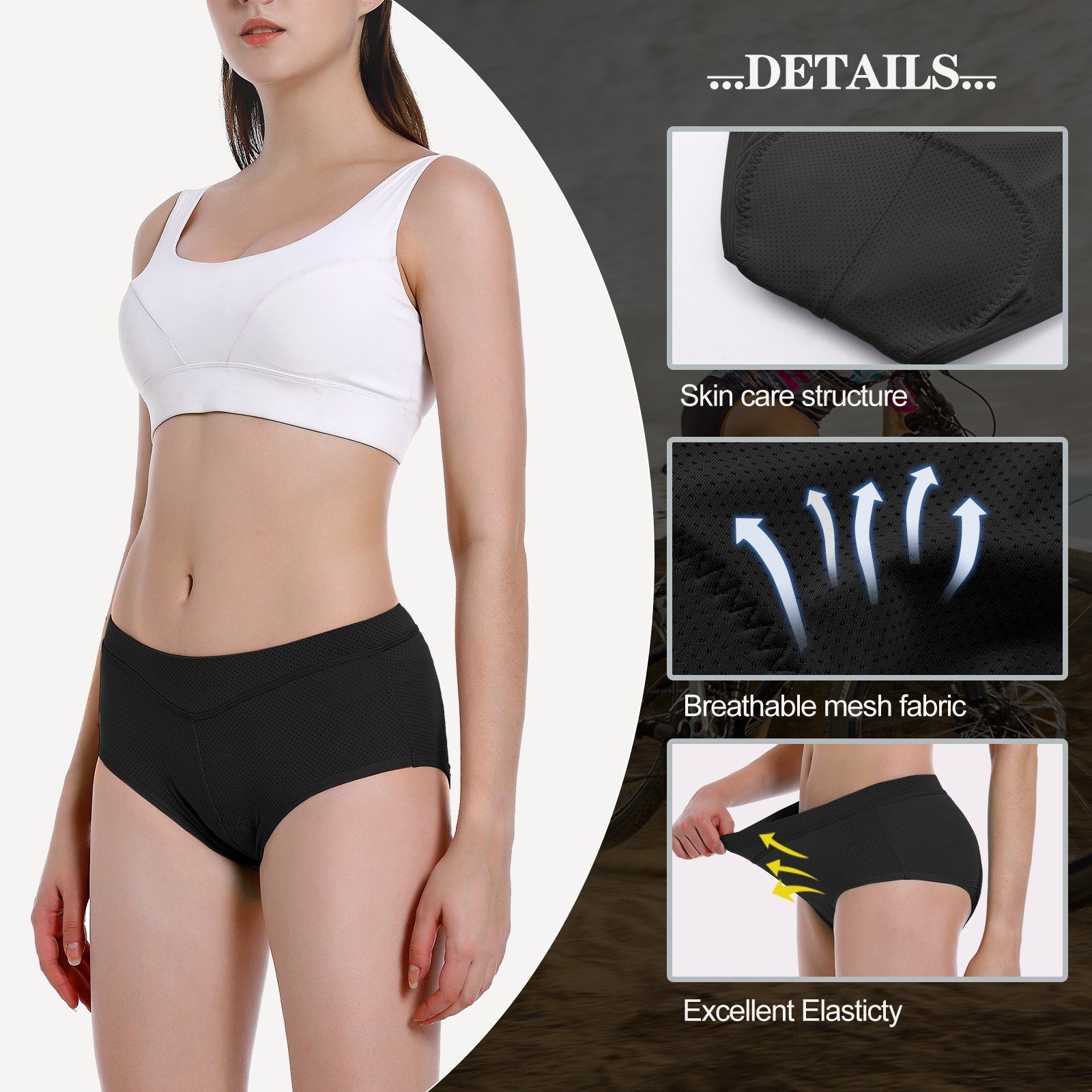 MEETYOO Fahrradhose Damen Radunterhose Fahrradhose mit 4D Gel Gepolstert (Fahrrad Unterwäsche Radlerhose, Fahrradunterwäsche) Atmungsaktiv, Schnelltrocknend, Fahrradunterhose