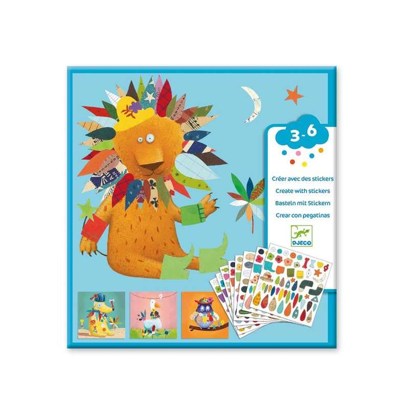 Tableaux Créer avec des stickers Animaux Djeco