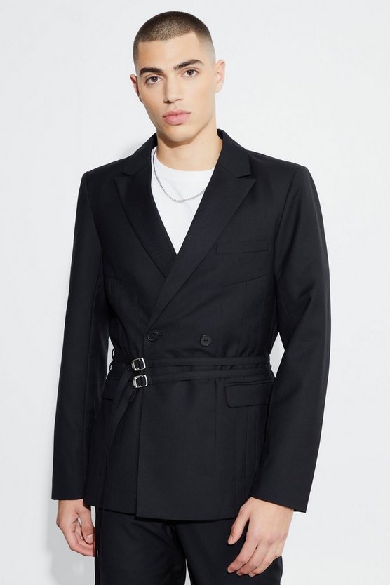 Zweireihiger Slim-Fit Blazer mit Naht-Detail