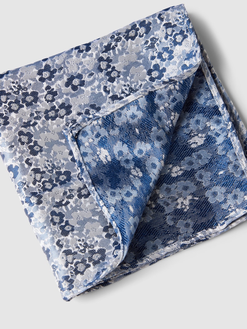 Fliege und Einstecktuch im Set mit Allover-Muster in marineblau