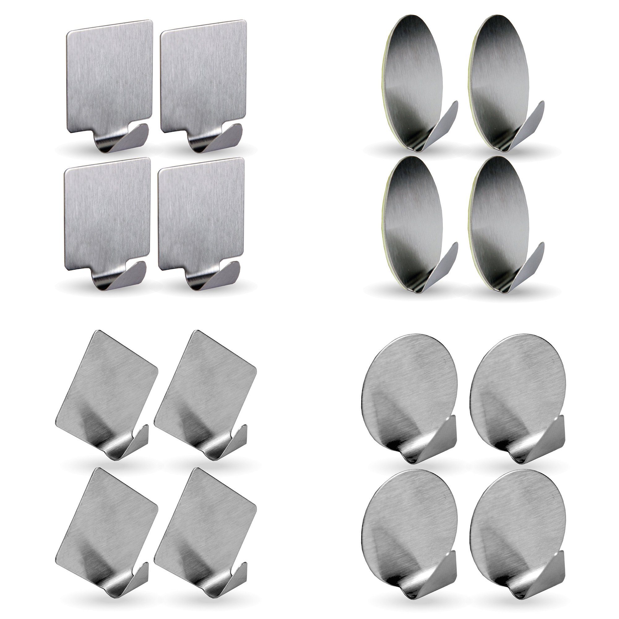 Bestlivings Wandhaken Wandhaken Edelstahl, selbstklebend, 4er, Badezimmer, Türen, Duschen, Badewannen, Vorhänge, Küche, (4-St), Silber aus Edelstahl, Rostfrei Aufhänger Bilderhaken ohne Bohren