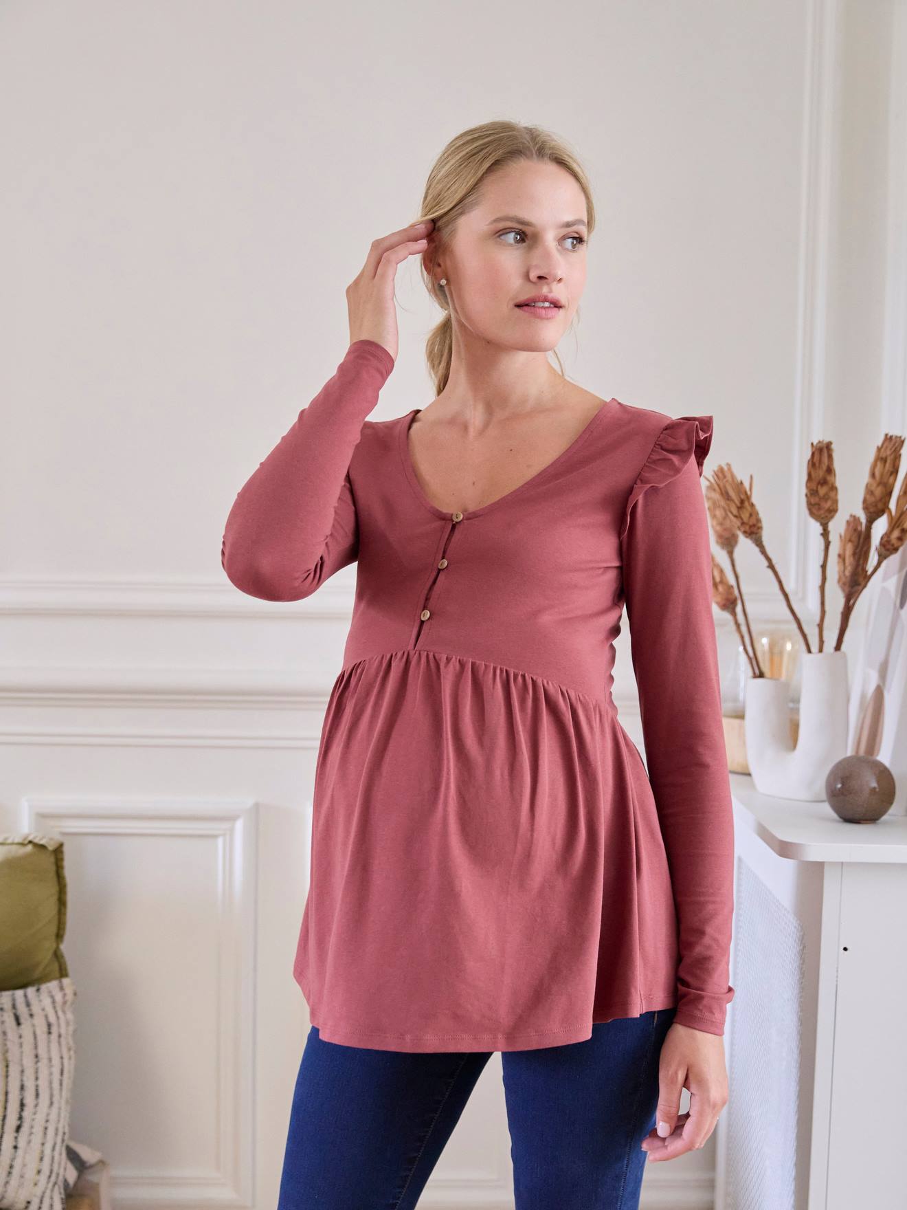 T-shirt blouse grossesse et allaitement terracotta