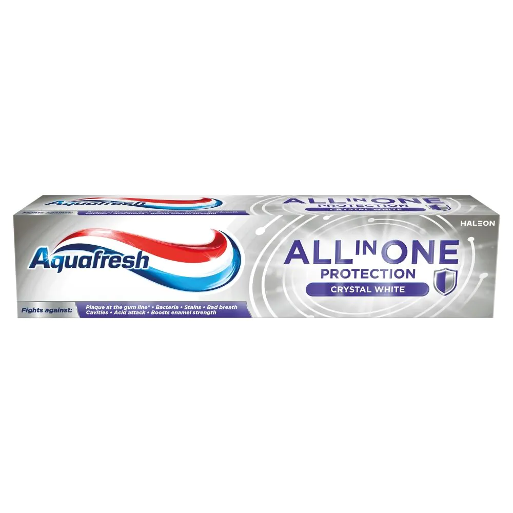 Aquafresh Alt-i-en-beskyttelse Krystalhvid pasta til sprøjtning