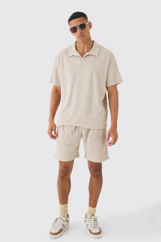 Oversize Frottee Poloshirt & Shorts
