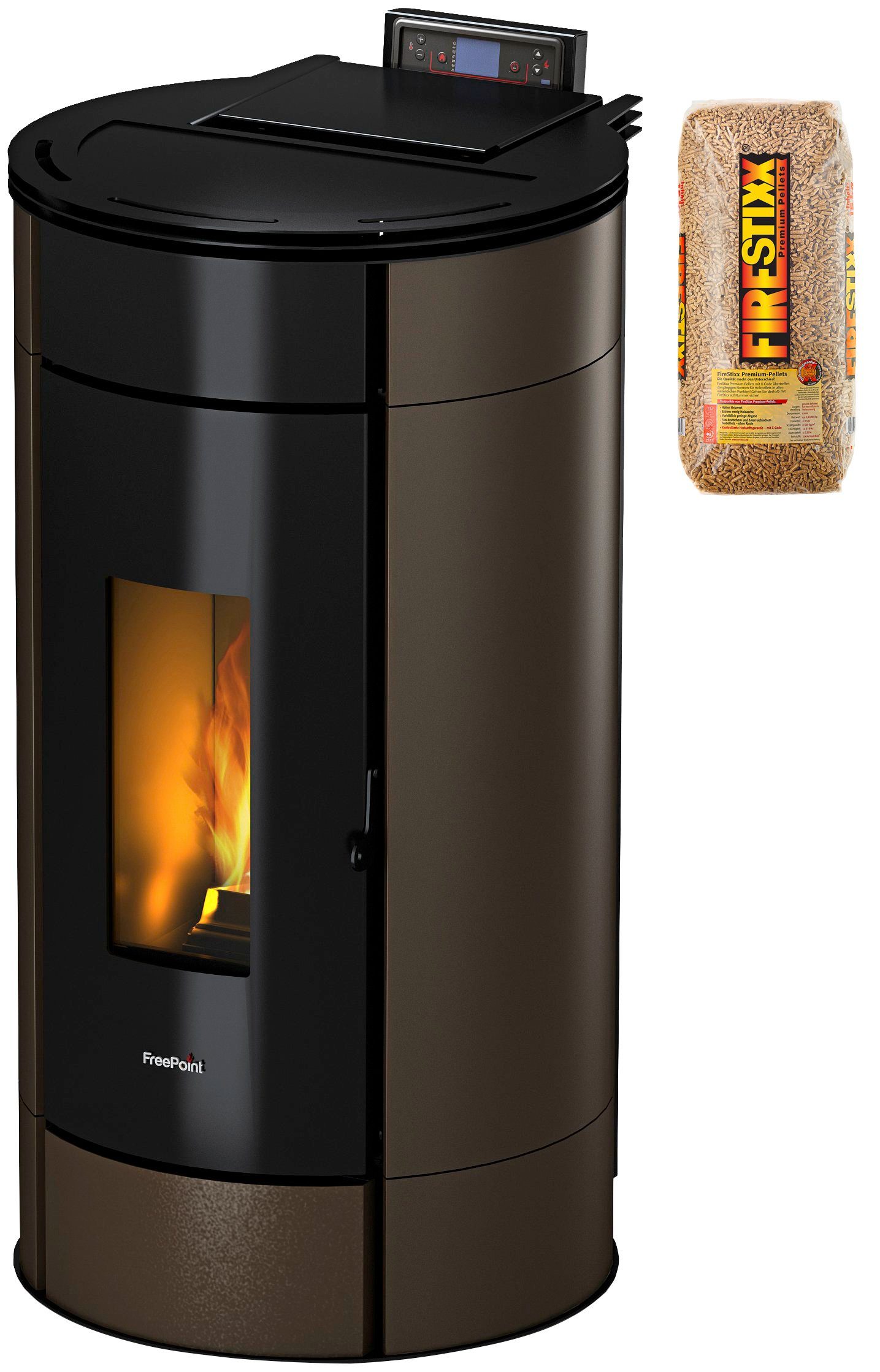 Freepoint Pelletofen Globe airtight, 11 kW, Zeitbrand, 352 W, 230 V