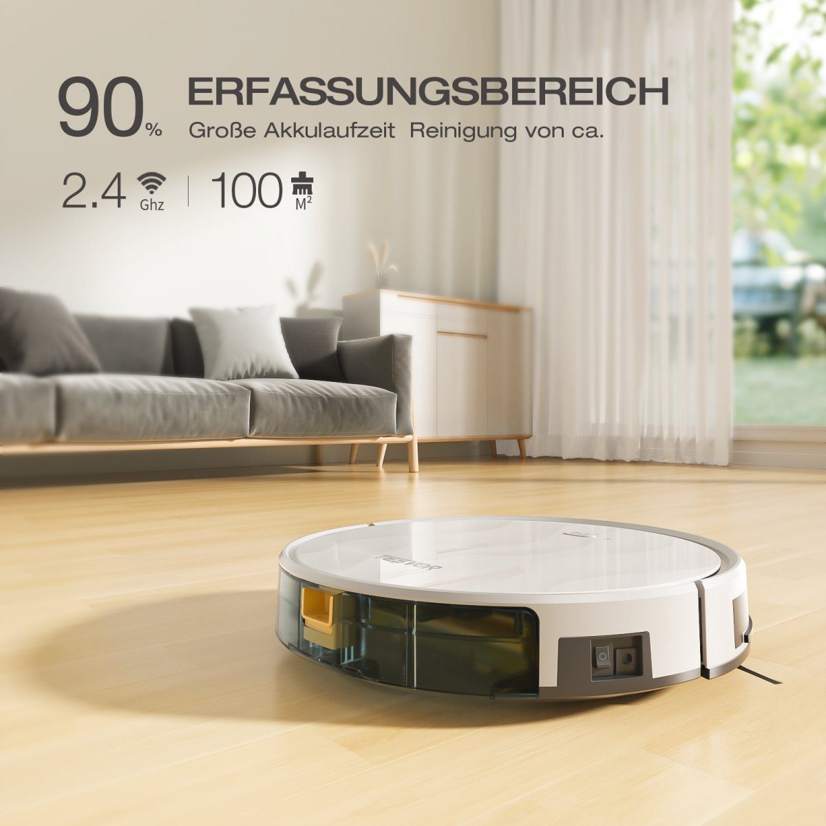 Tesvor Saugroboter M2 Saugroboter Roboter staubsauger 6000pa mit wischfunktion, Mit Staubbox beutellos,6000Pa