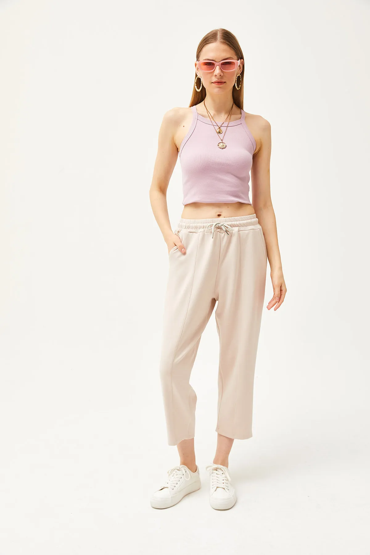 Olalook  Damen-Jogginghose aus Modal mit Pudertaschen und detaillierten, weichen, strukturierten Nähten EŞF-00000069