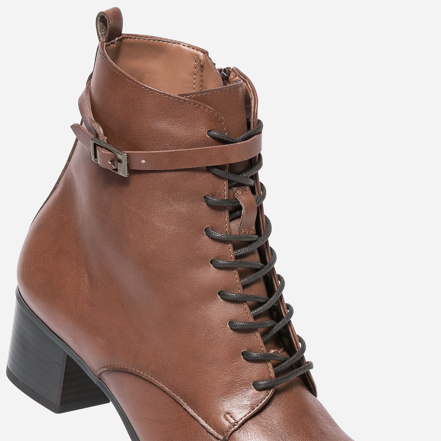 Bottine à talon ERAM FLEX cognac en cuir