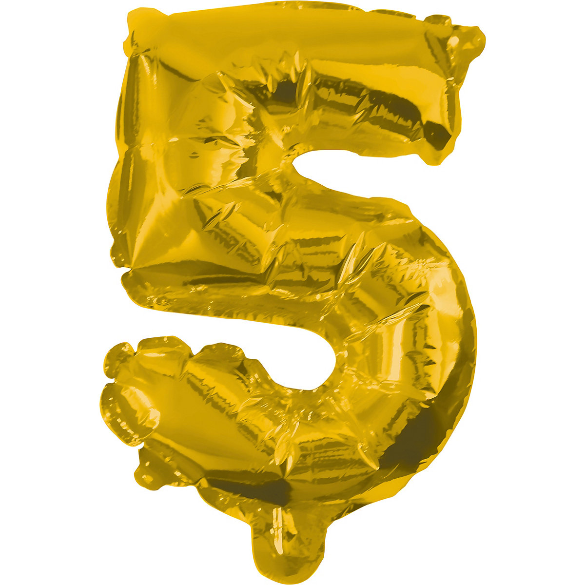 Folienballon Zahl 5 gold, 31 cm, inkl. Pustehalm