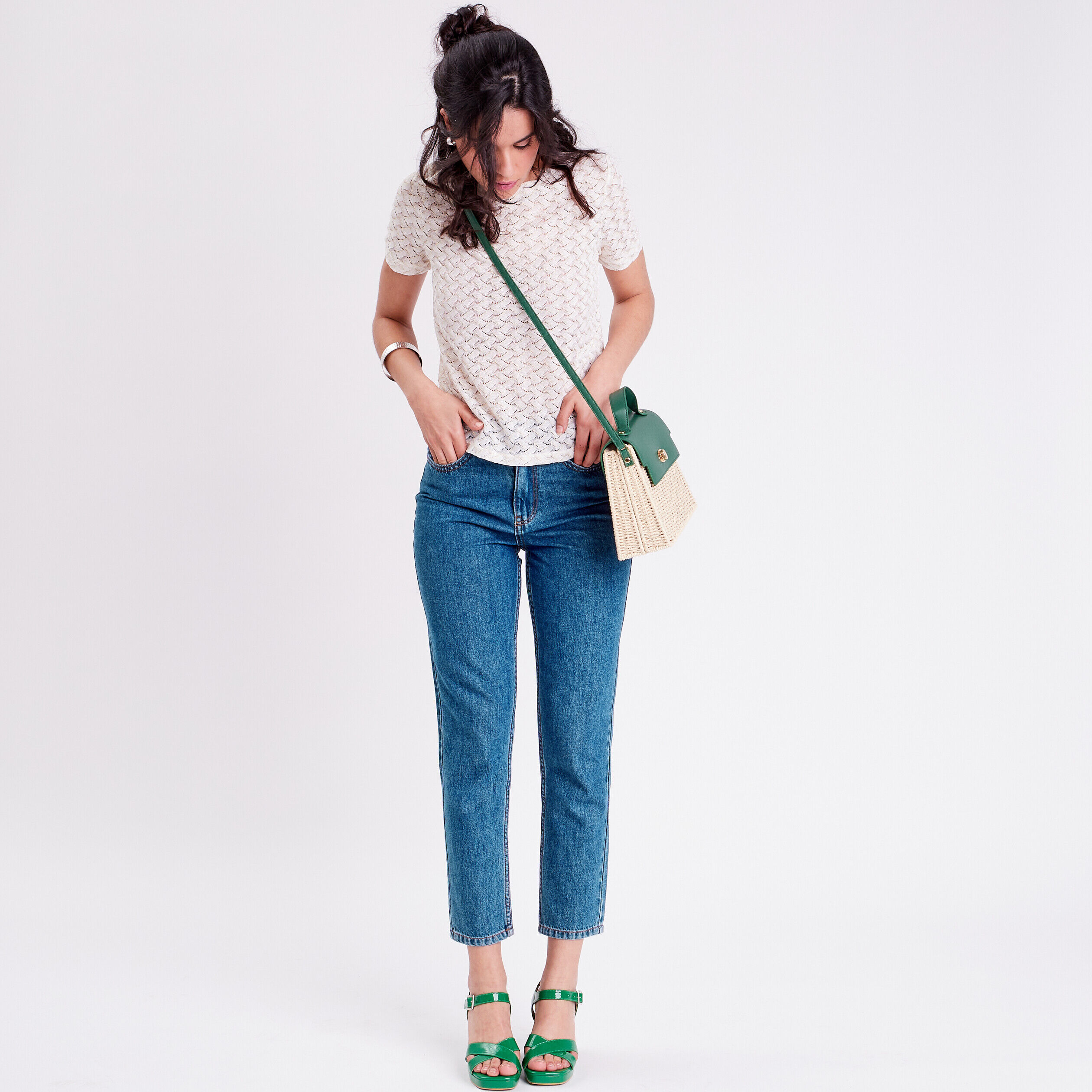 T-shirt avec manches courtes ecru femme | Cache Cache