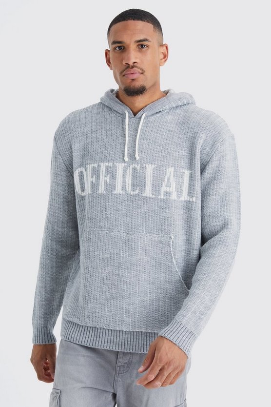 Tall gerippter Oversize Strick-Hoodie
