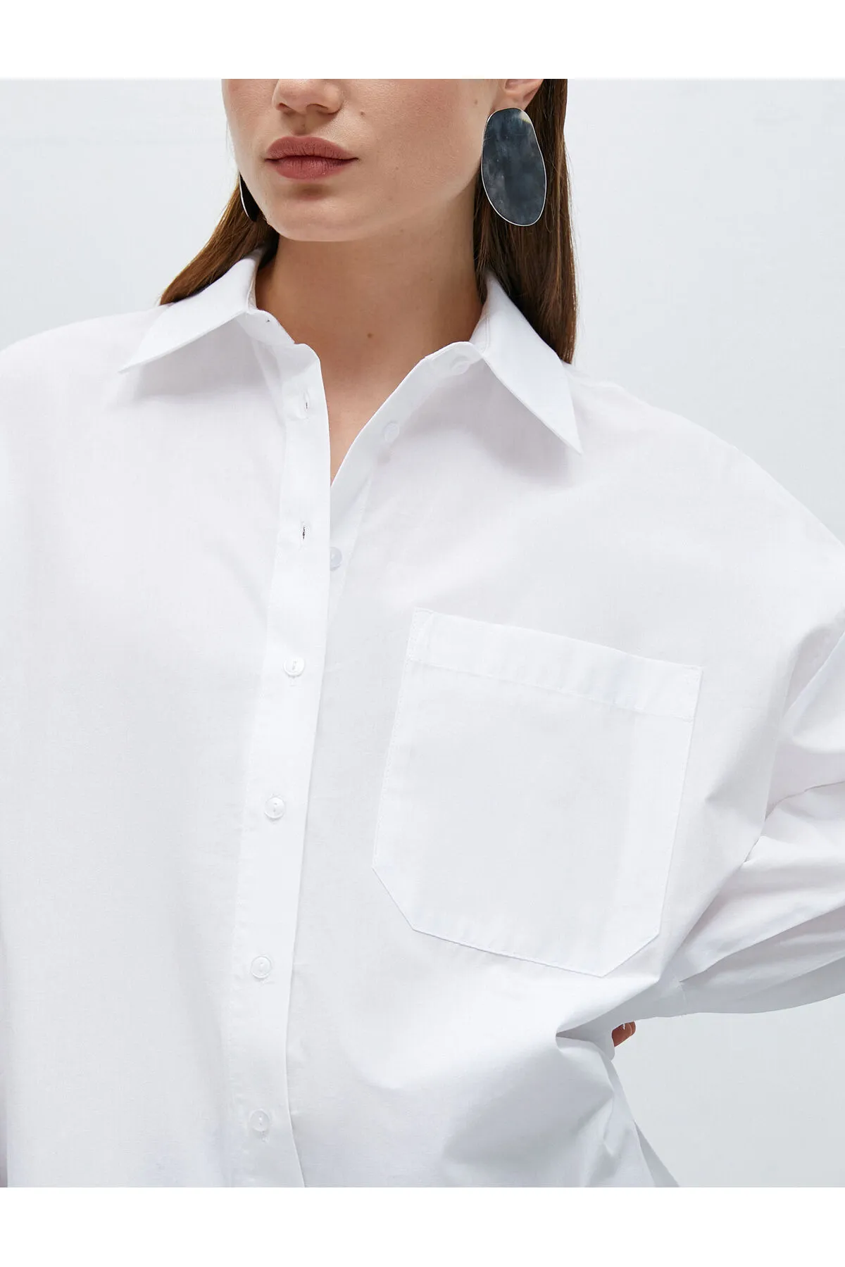 Koton  Oversize-Hemd aus Baumwolle mit Taschendetail