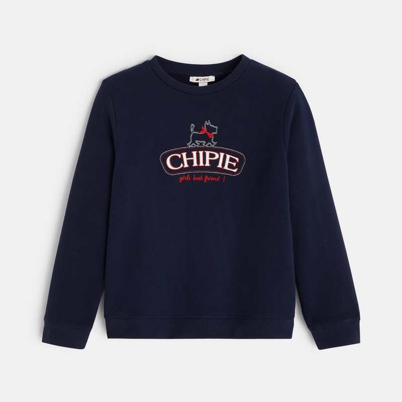 Sweat molleton brodé Chipie bleu fille