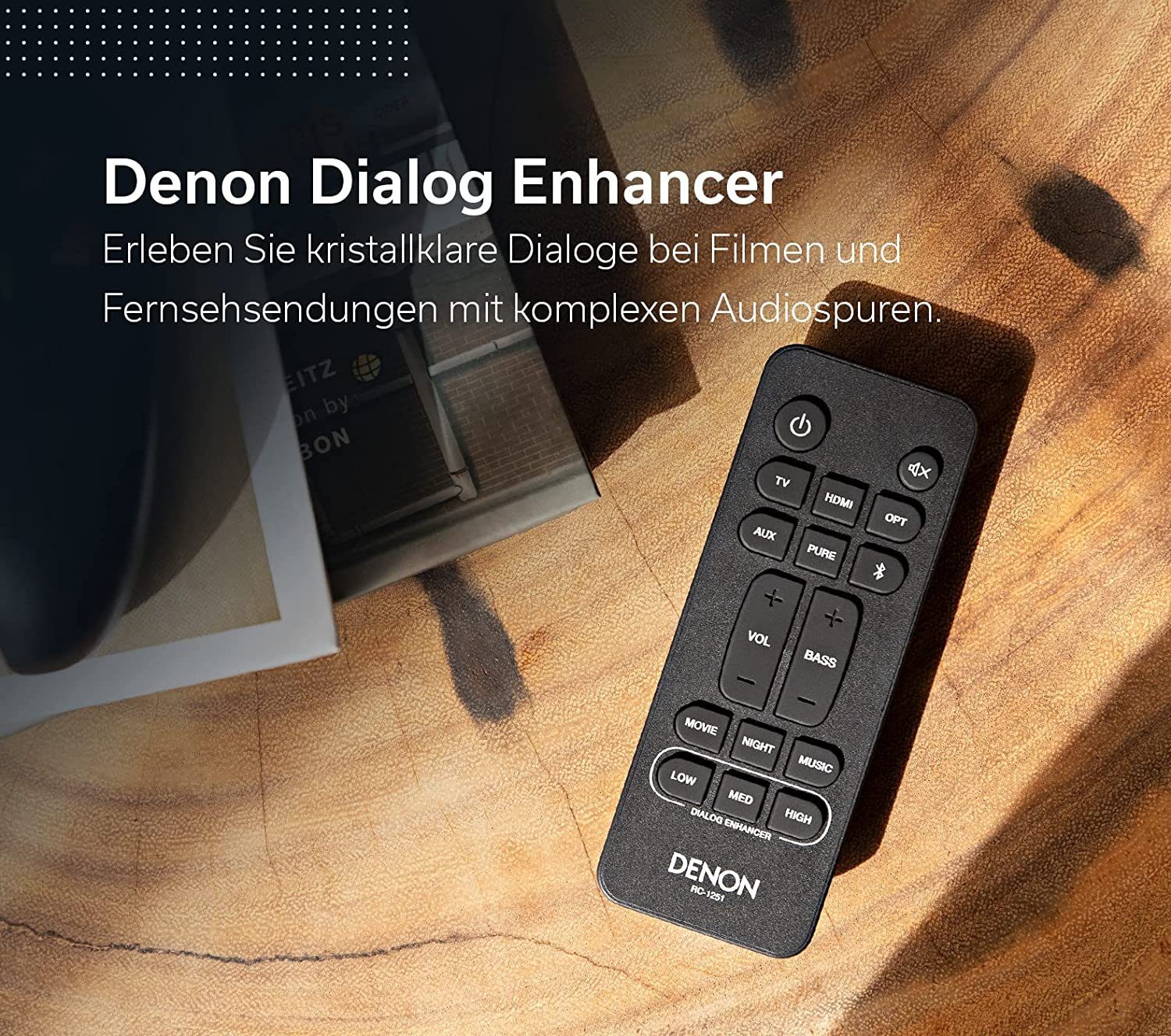 Denon DHT 2.1 TV Soundbar mit Subwoofer, Bluetooth, HMDI ARC, Dolby Atmos Stereo 2.1 Soundsystem (Bluetooth, Surround System, Heimkino, Lautsprecher, Heimkinosystem, Dolby)