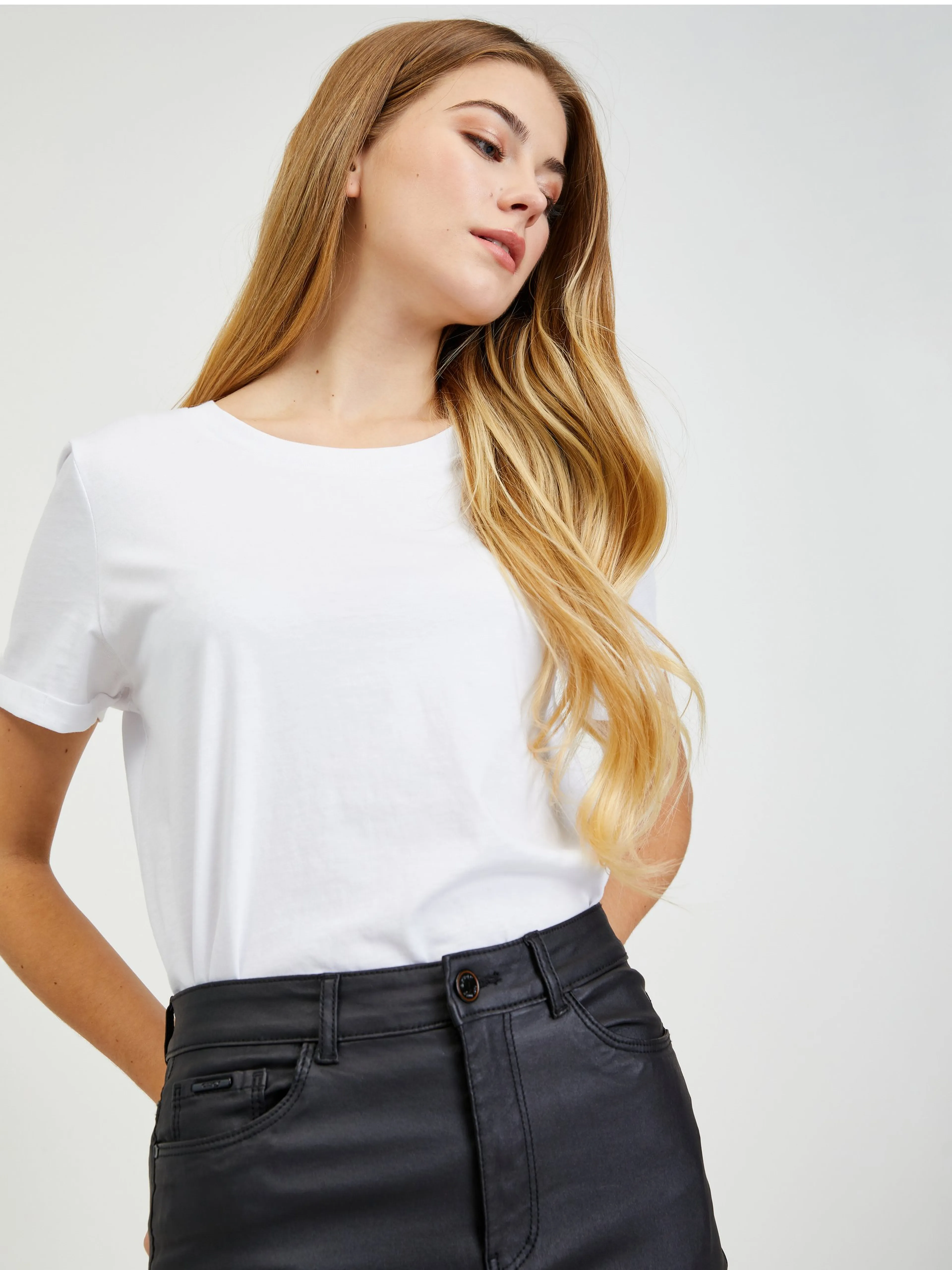 Schwarze Damen Kunstlederhose ORSAY