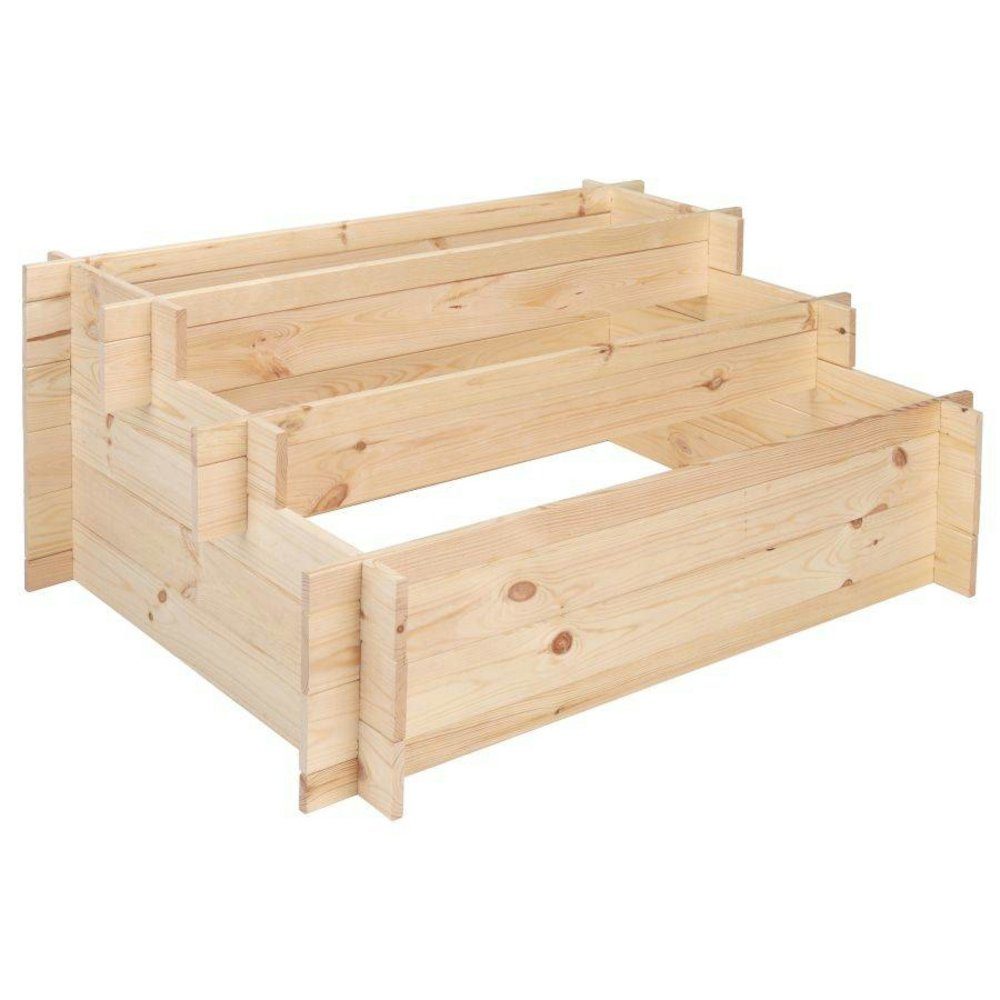 Haushalt International Hochbeet, Nachhaltiges FSC® Pinienholz - Mit 3 Etagen - 100 x 75 x 40 cm