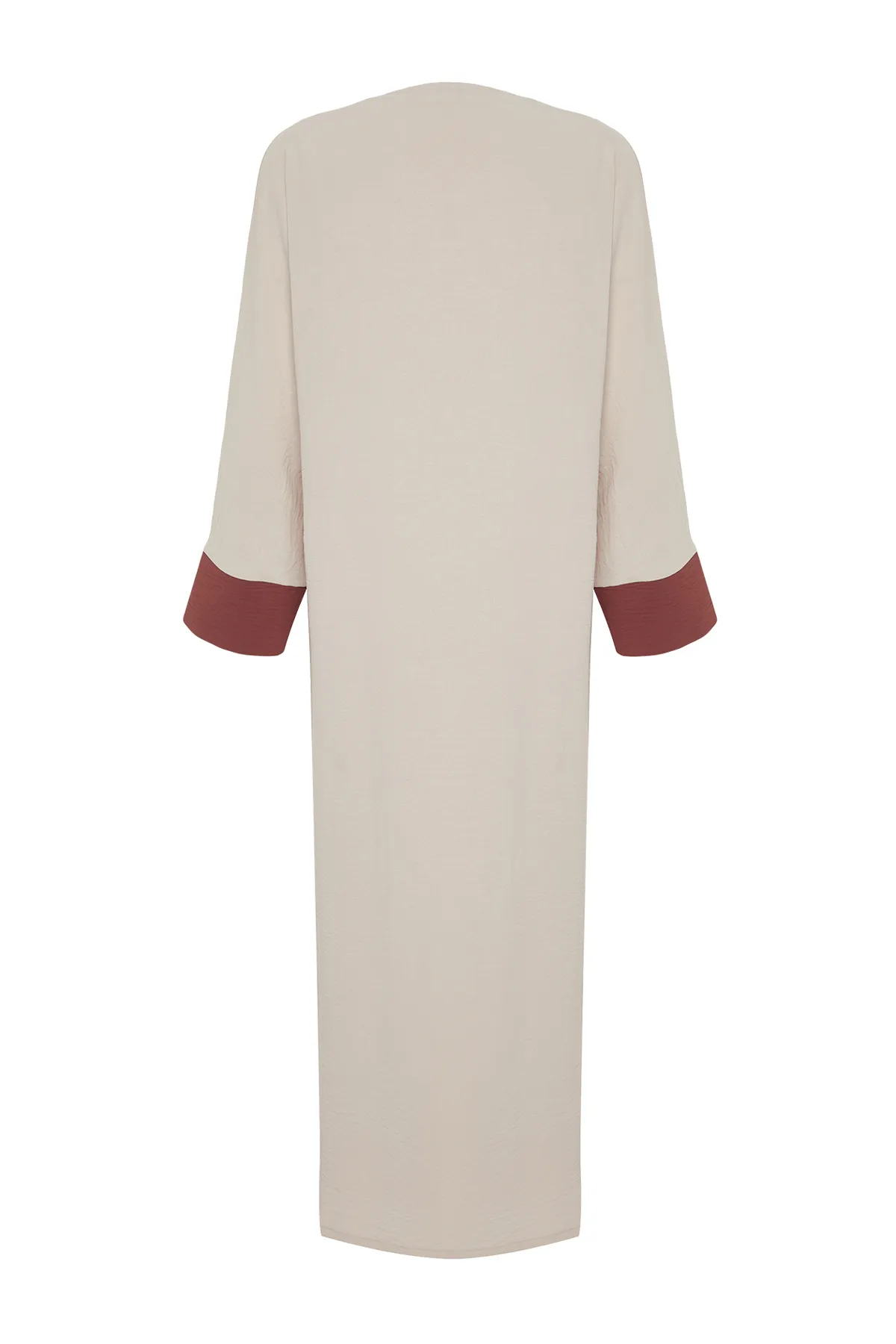 Trendyol Modest  Steinfarbenes Aerobin Ferace Abaya & Kleid, 2-teiliges gewebtes Set TCTSS24US00033