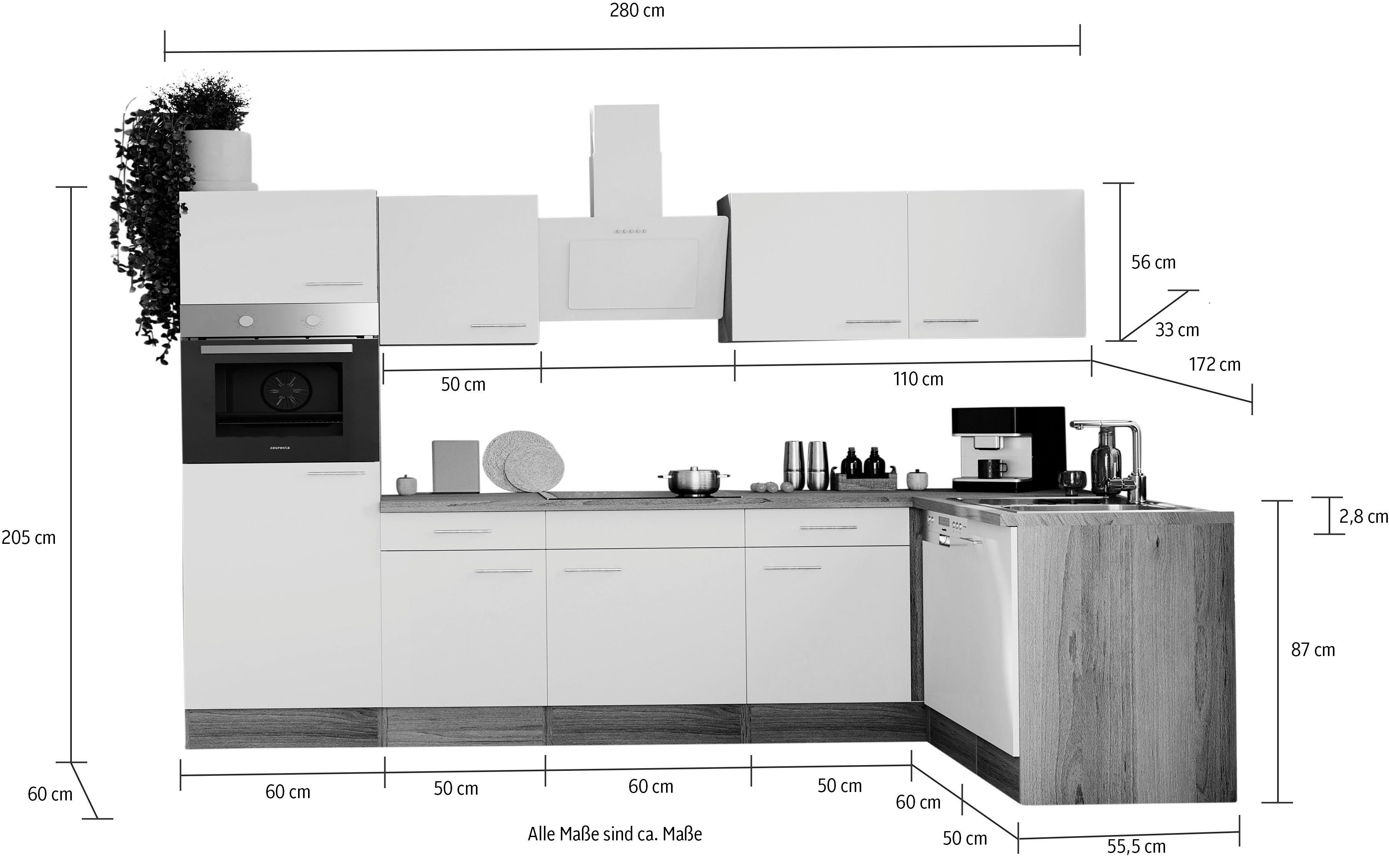 RESPEKTA Winkelküche Oliver, Breite 280 cm, wechselseitig aufbaubar