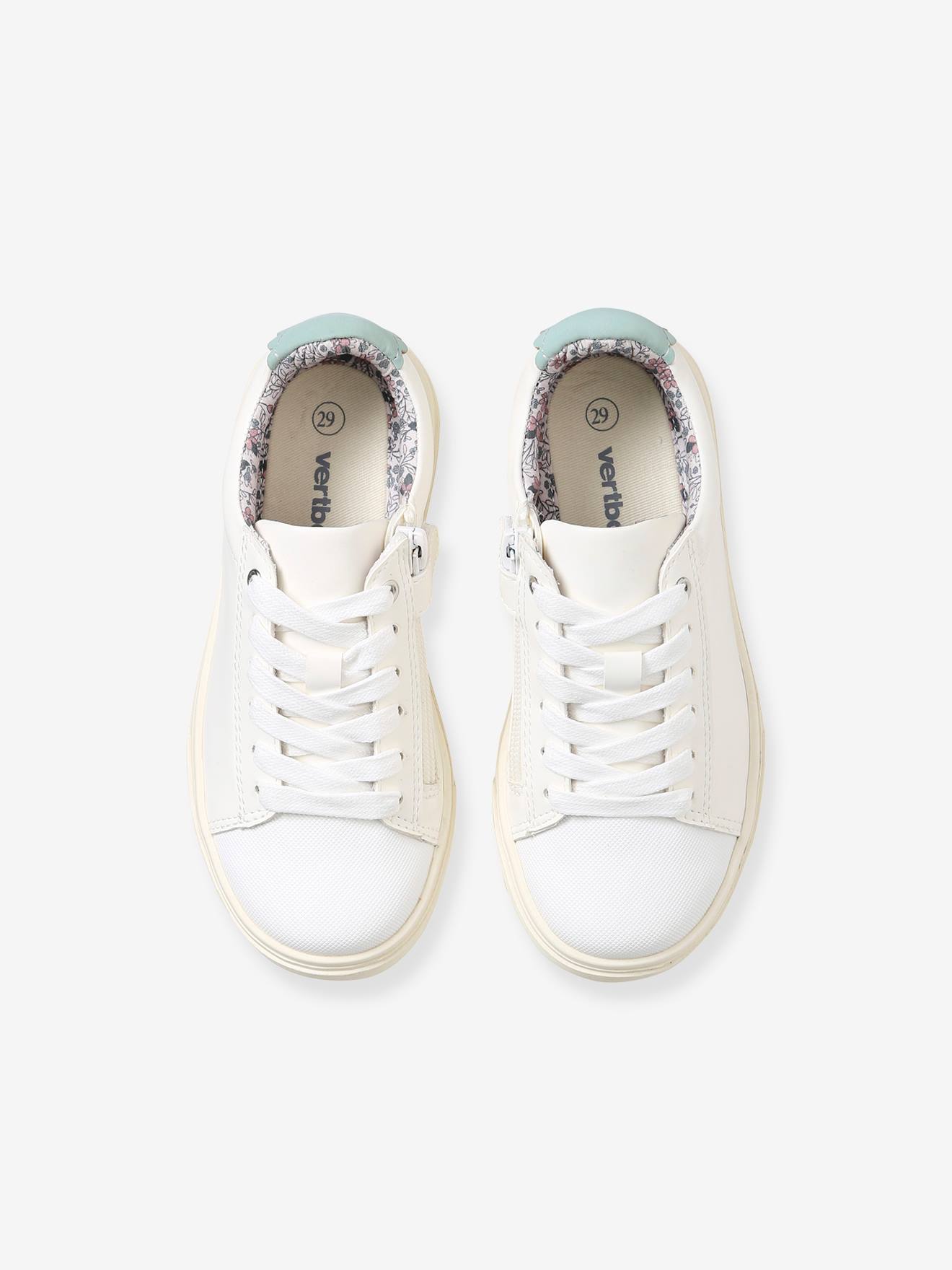 Baskets lacées et zippées fille blanc