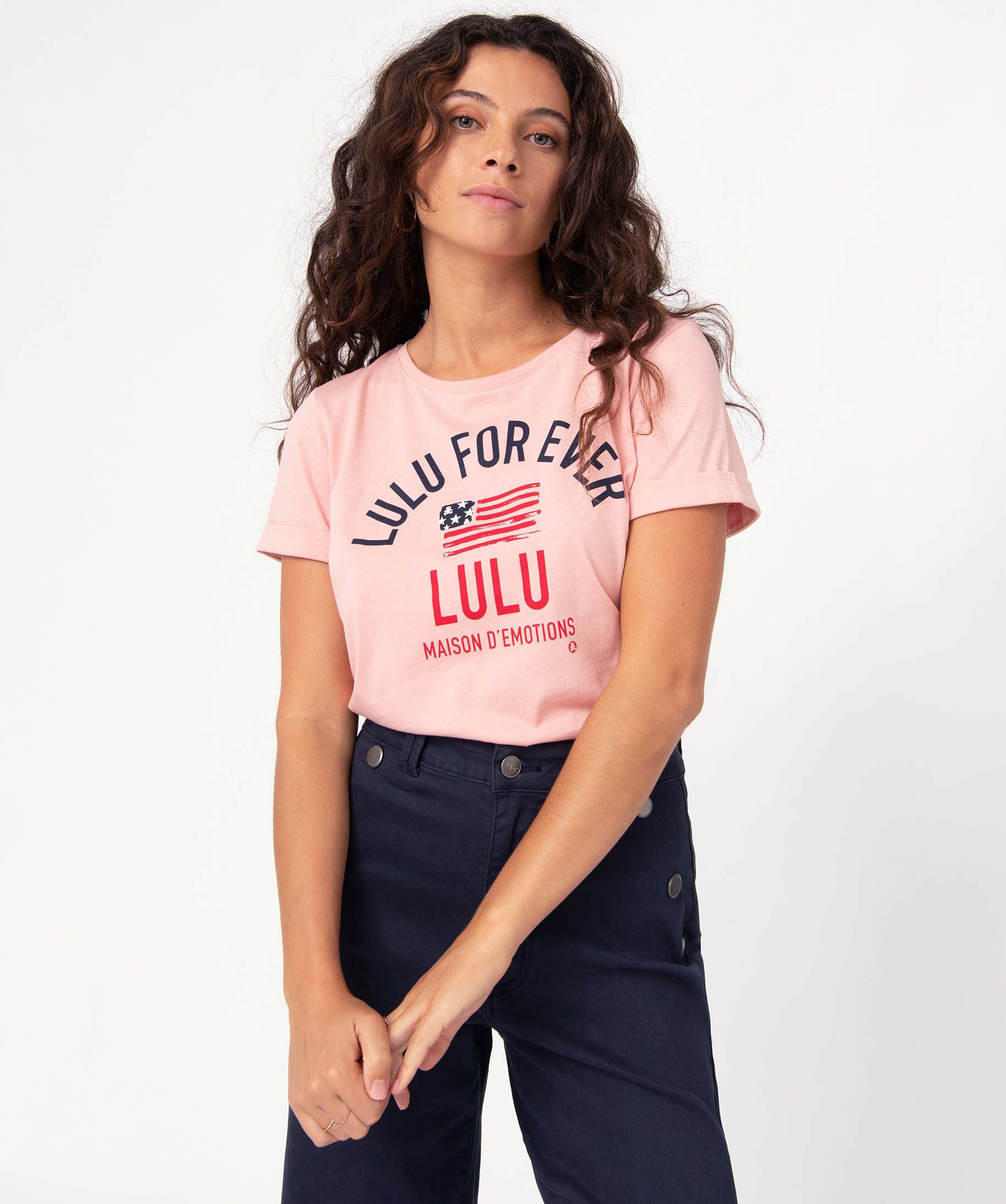 Tee-shirt femme avec inscription - LuluCastagnette rose | GEMO