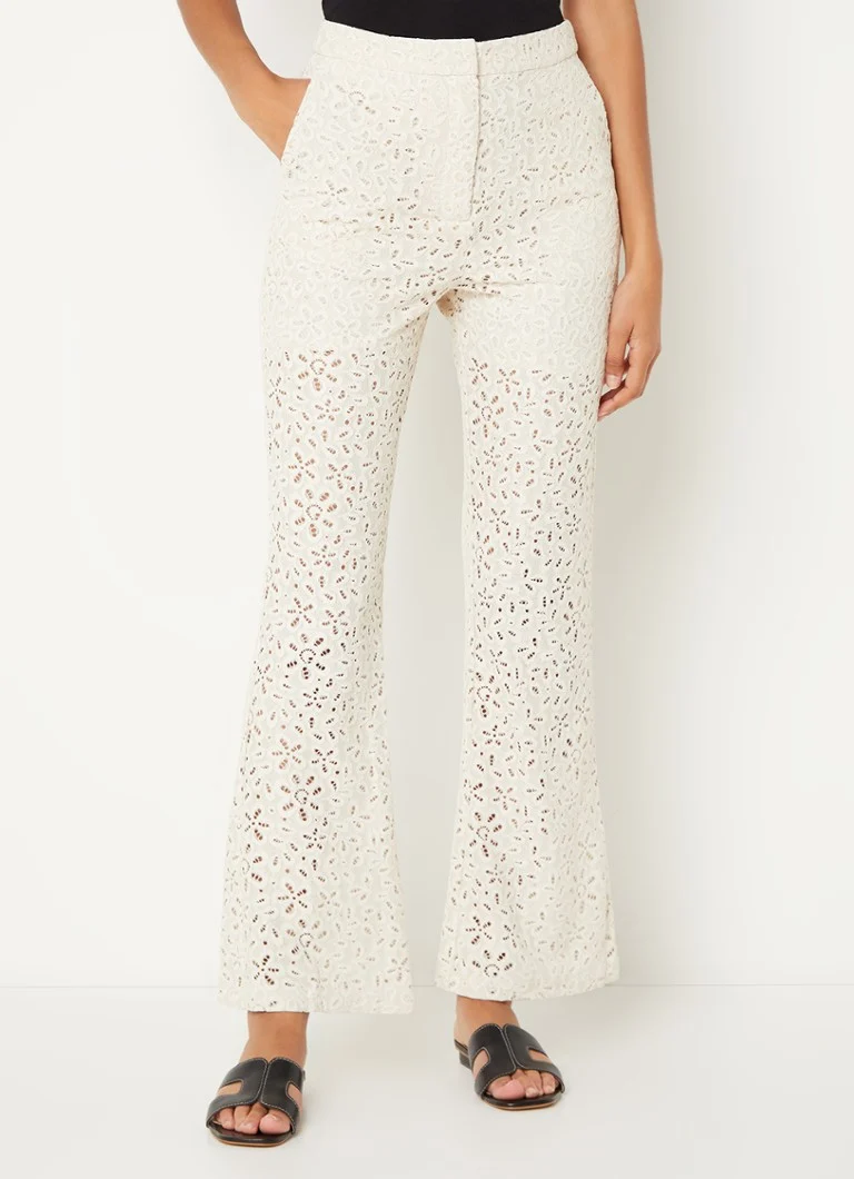 Selected Femme Karola mid-waist flared trousers with openwork design