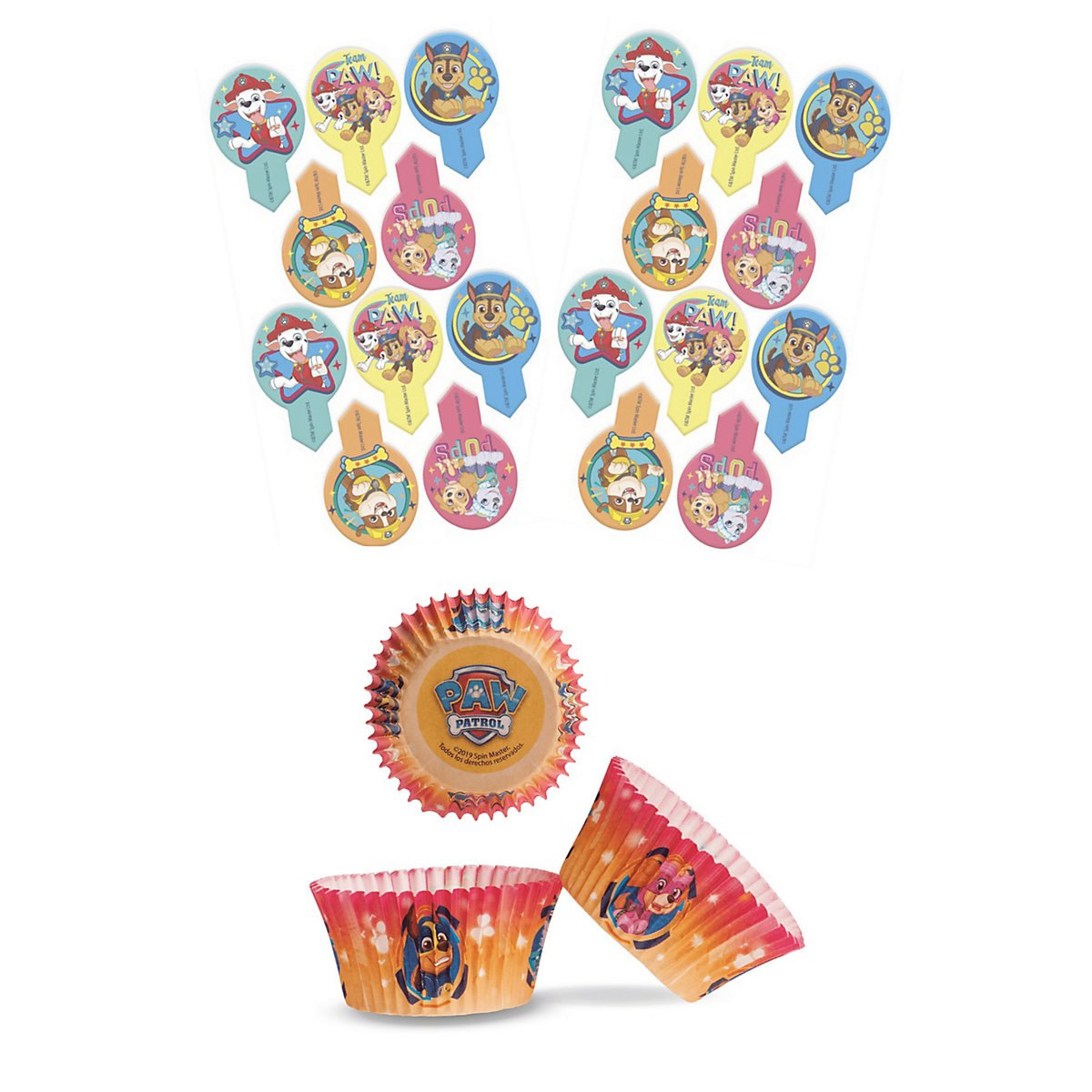 2er Set Paw Patrol Essbare Einstecker + Muffinschalen