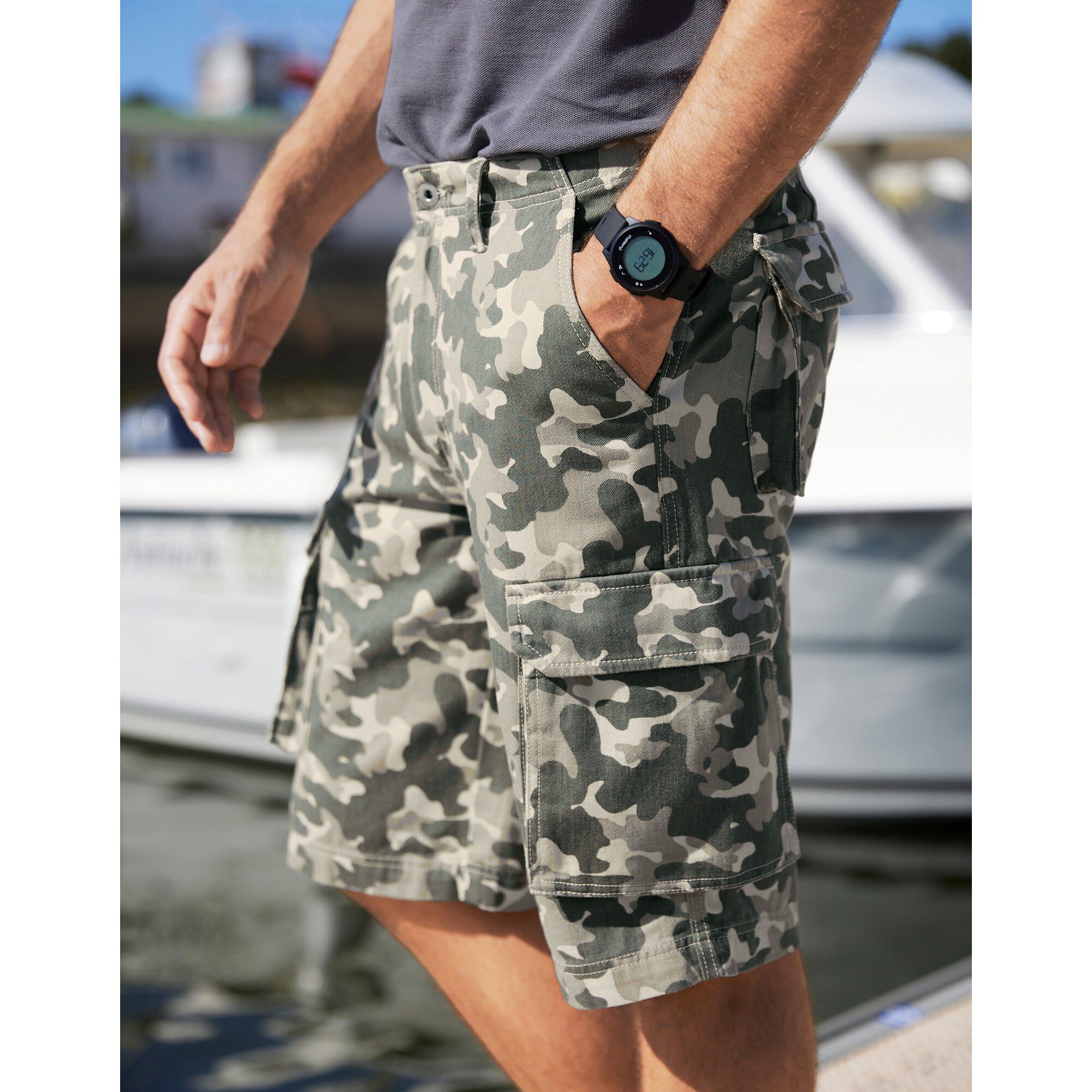 Bermuda toile imprimé camouflage