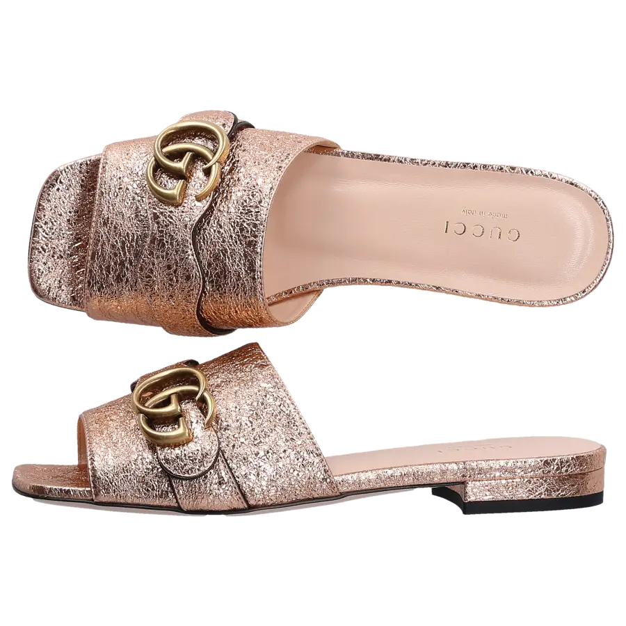 Gucci - Sandalen DKT00 Kalbsleder Logo Crinkled rosé - pink