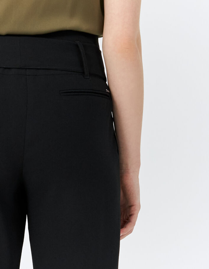 Pantalon en crêpe noir taille haute femme