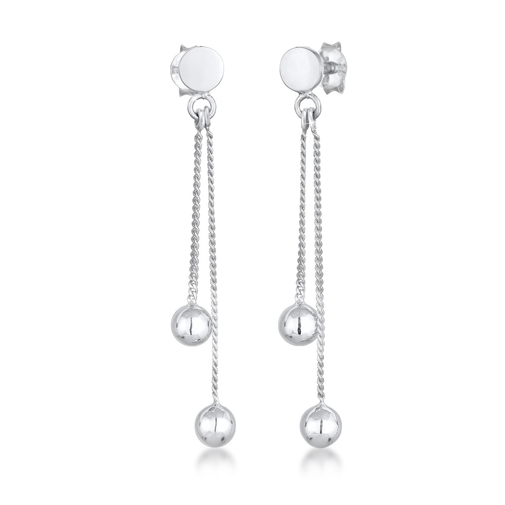 Elli Elli Boucles d'Oreilles Stecker Plättchen Kugel Kette Geo Style 925 Silber Boucles d'oreilles