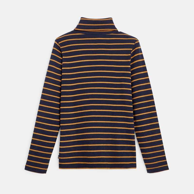 T-shirt col roulé rayé beige garçon